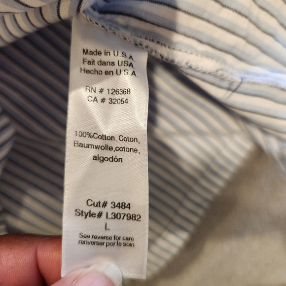 Left Of Center White Striped Ruffle Sleeveless Blouse Size Large Beach Coastal - Picture 5 of 11